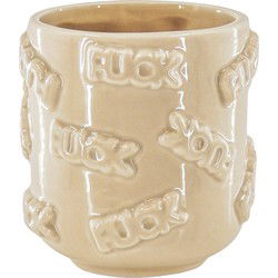 Pot - 'FUCK' - Ceramics - Beige  - 11x11x11,5cm