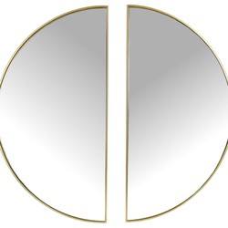 SVJ Spiegel decoratief met gouden rand rond ovaal - 40 x 1,5 x 79 cm - Wandspiegel Set van 2x halve maan