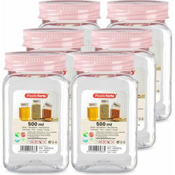 Voorraadpot/bewaarpot - 6x - 500 ml - kunststof - oud roze - B7 x H13 cm - Voorraadpot