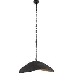 PTMD Majid Black paper machee wave lamp gold inside