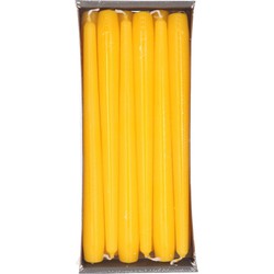 36x Lange kaarsen geel 25 cm 8 branduren dinerkaarsen/tafelkaarsen - Dinerkaarsen