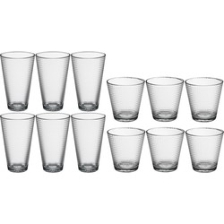 Set 12x stuks Benit-serie water/drink glazen 250 en 340 ml van glas - Drinkglazen