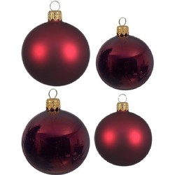 Glazen kerstballen pakket donker rood glans/mat 38x stuks 4 en 6 cm - Kerstbal