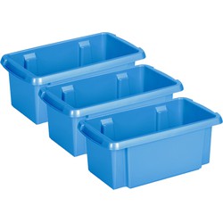 Sunware Opslagbox - 3 stuks - kunststof 7 liter blauw 38 x 21 x 14 cm - Opbergbox