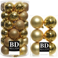 43x stuks kunststof kerstballen goud 6 en 8 cm glans/mat/glitter mix - Kerstbal