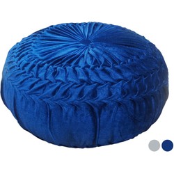 SVJ Poef - 45x45x30 cm - Fluweel - Donkerblauw