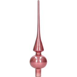 Glazen kerstboompiek oud roze glans 26 cm - kerstboompieken