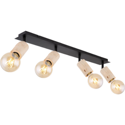 Plafondlamp 4-lichts | 80cm | E27 | Plafondspots | Zwart | Binnen | Industrieel | Landelijk
