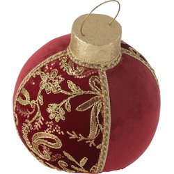 J-line - Bal Decoratief Patroon Polyfoam/textiel Rood/goud Medium - 28x28x35cm