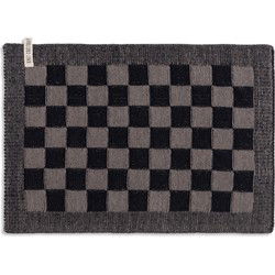 Knit Factory Gebreide Placemat - Onderlegger Block - Zwart/Taupe - 50x30 cm