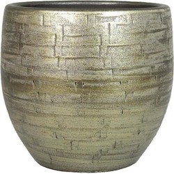 Bela Arte Plantenpot - keramiek - goud glans - D18-H16 cm - Plantenpotten