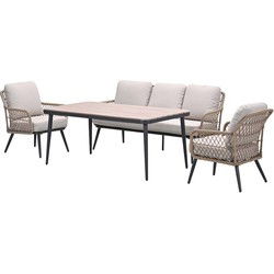 Allasio lounge-dining sofa set - 4-dlg. - c. black - desert sand - VW