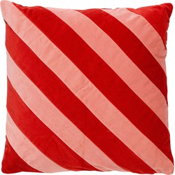 Dutch Decor PEBBE - Kussenhoes velvet 45x45 cm - aurora red - rood - roze - strepen - color blocking - Dutch Decor