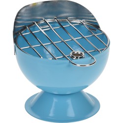 Asbak als BBQ vorm metaal 12 cm blauw voor binnen/buiten - Asbakken