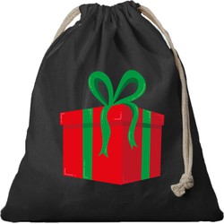 1x Kerst cadeauzak zwart Cadeau met koord voor als cadeauverpakking - cadeauverpakking kerst