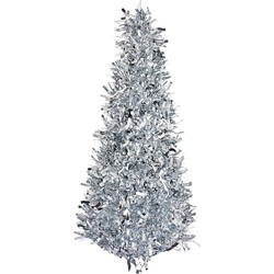Clayre & Eef Kerstdecoratie Kerstboom Ø 16x38 cm Zilverkleurig Kunststof