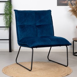 Velvet fauteuil Malaga donkerblauw
