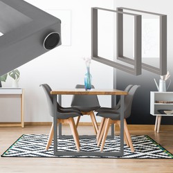 Set van 2 tafelpoten grijs, 90x72 cm, gepoedercoat staal