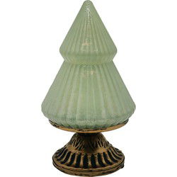 Clayre & Eef Kerstdecoratie met LED-verlichting Kerstboom Ø 10x18 cm Groen Glas