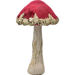 Clayre & Eef Decoratie Beeld Paddenstoel Ø 17x29 cm Rood Kunststof