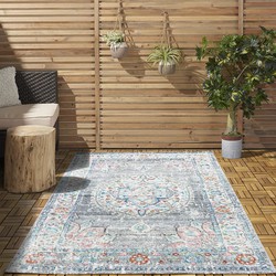 Sena Vintage Medaillon Grijs / Multi vloerkleed - Indoor En Outdoor - 240 X 340 CM