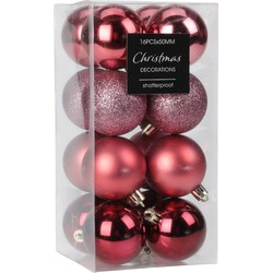 Christmas Decoration kleine kerstballen 24x -roze -3 cm -kunststofA - Kerstbal