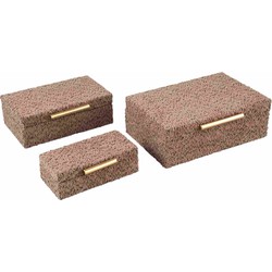 PTMD Opbergbox Orlinn - 30x20x10 cm - Stof - Bruin - Set van 3