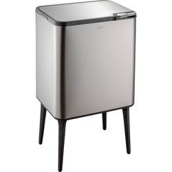 Luzzo® Kansas Push/Touch Prullenbak 36 liter met extra Aanrechtafvalbakje - Metalgrey