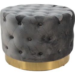 Clayre & Eef Poef  Ø 65x45 cm Grijs Velours Rond Hocker