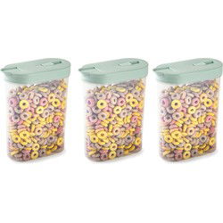 Plasticforte Voedselcontainer strooibus - 3x - mintgroen - 1 liter - kunststof - 15 x 7 x 19 cm - Voorraadpot