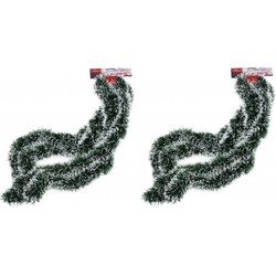10x stuks folie slingers/ kerstboom slingers met sneeuw 270 cm - Guirlandes