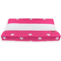 Baby's Only Gebreide baby aankleedkussenhoes - Waskussenhoes Star - Fuchsia/Wit - 45x70 cm