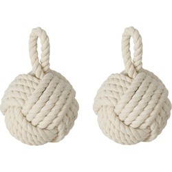 Boltze deurstopper knoop - 2x - 1.5 kilo - creme witA - jute - 23 x 15 cm - Deurstoppers
