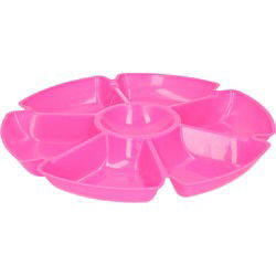 Hapjes/chips serveerschaal - roze - D29 cm - vakjes dienblad - Serveerschalen