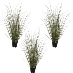 Set van 3x stuks groene duingras Ammophila Arenaria kunstplanten in zwarte kunststof pot 50 cm - Kunstplanten