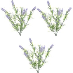 7x stuks groene/lilapaarse Lavandula lavendel kunstplanten 44 cm bundel/bosjes - Kunstplanten