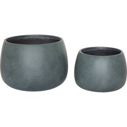 Stanbury Pot - Pot, fiberclay, zwart/groen, set van 2