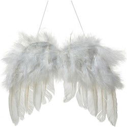 Clayre & Eef Kersthanger Veer 20x17 cm Wit Veren