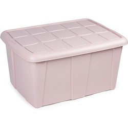 Plasticforte Opslagbox met deksel - Lichtroze - 60L - kunststof - 63 x 46 x 32 cm - Opbergbox