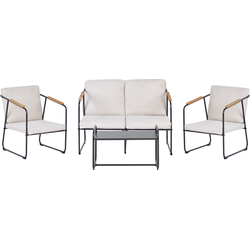 VEZZANA - Loungeset 4-zits - Lichtbeige - Staal