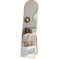 MISOU Passpiegel - Goud - Staand - met Standaard - Lange Spiegel - 150cm - Woondecoratie - Slaapkamer - Accessoires