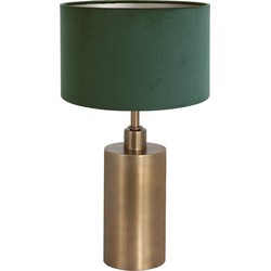 Bronzen schemerlamp met groene fluwelen kap Steinhauer Brass Brons