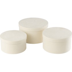 J-line - Set Van 3 Dozen Rond Plat Fluweel Papier Wit - 32x32x18cm