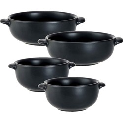 Set van 6x stuks tapas/amuse/snack schaaltjes zwart van porselein 10 en 13 cm rond - Kommetjes