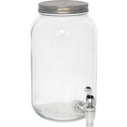 Gerimport Drank dispensers - 3L - met metalen deksel - glas - Drankdispensers