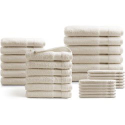 DoubleDry Hotel Handdoeken 30-delig Set - 100% Katoen 500 g/m2 - Zacht & Absorberend - Nature Crème