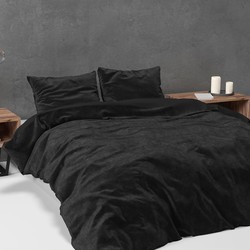 Sleeptime Dekbedovertrek Velvet Uni Black-1-persoons (140 x 200/220 cm)
