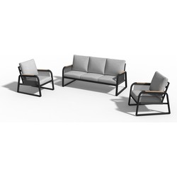 Sens-Line - Toscane Tuinbank met Stoelen - Zwart/Grijs