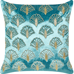 PANDOREA - Sierkussen - Turquoise/Goud- 45 x 45 cm - Fluweel