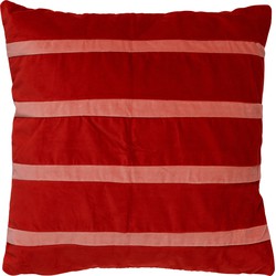 Dutch Decor PEMM - Kussenhoes elvet 45x45 cm - rood - aurora red - roze streepjes - color blocking - Dutch Decor